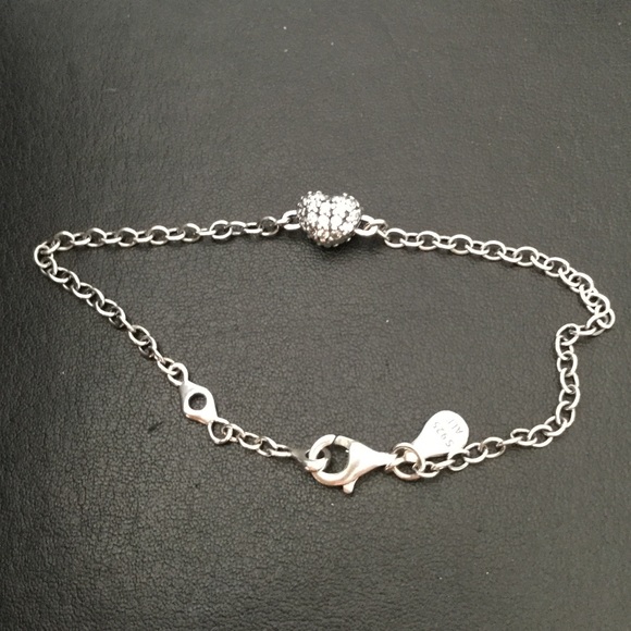 Pandora Heart pave silver bracelet with CZ - Picture 6 of 10